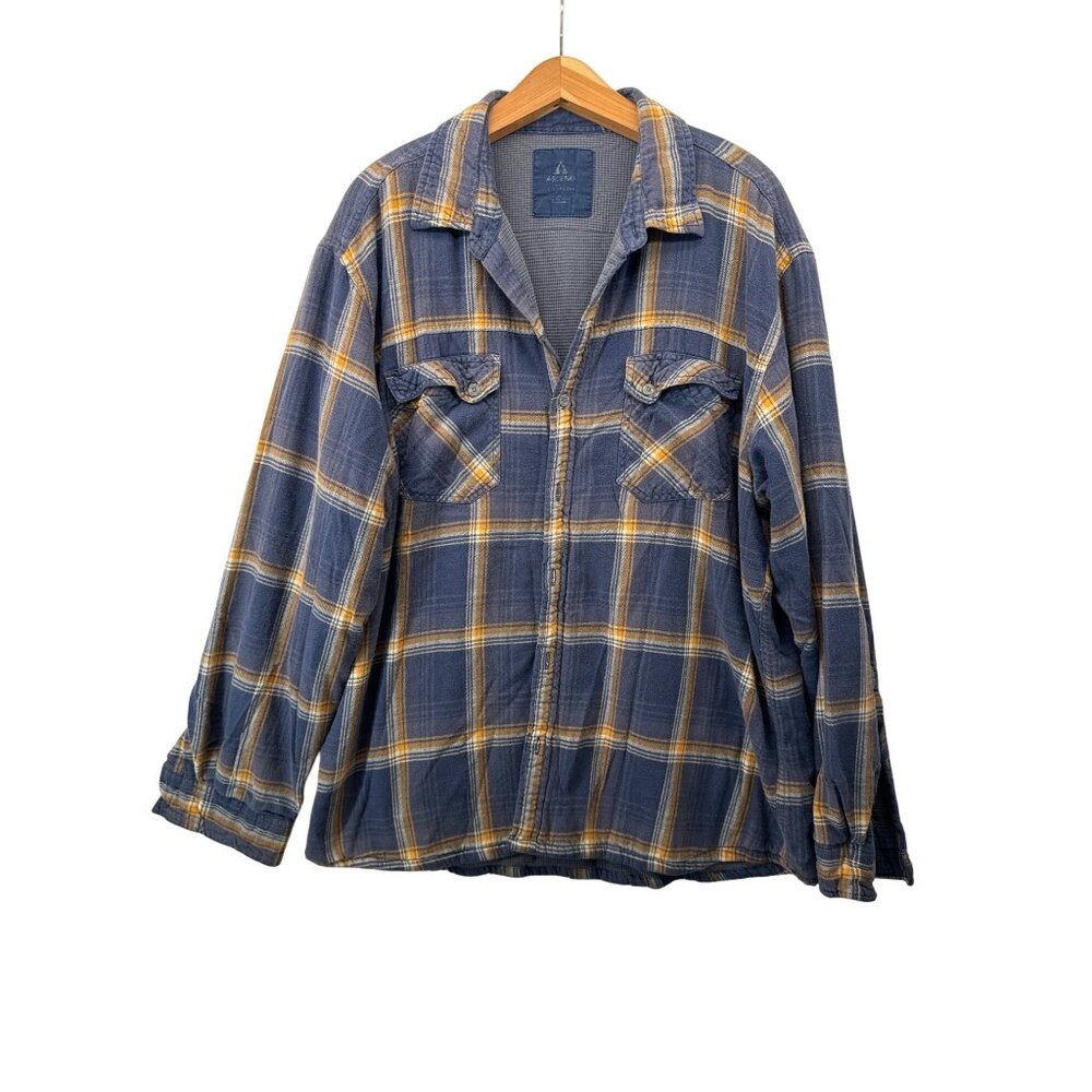 Ascend Mens Flannel Shirt Sz XL? Navy Plaid Lined Thermal Heavywt Rugged Outdoor